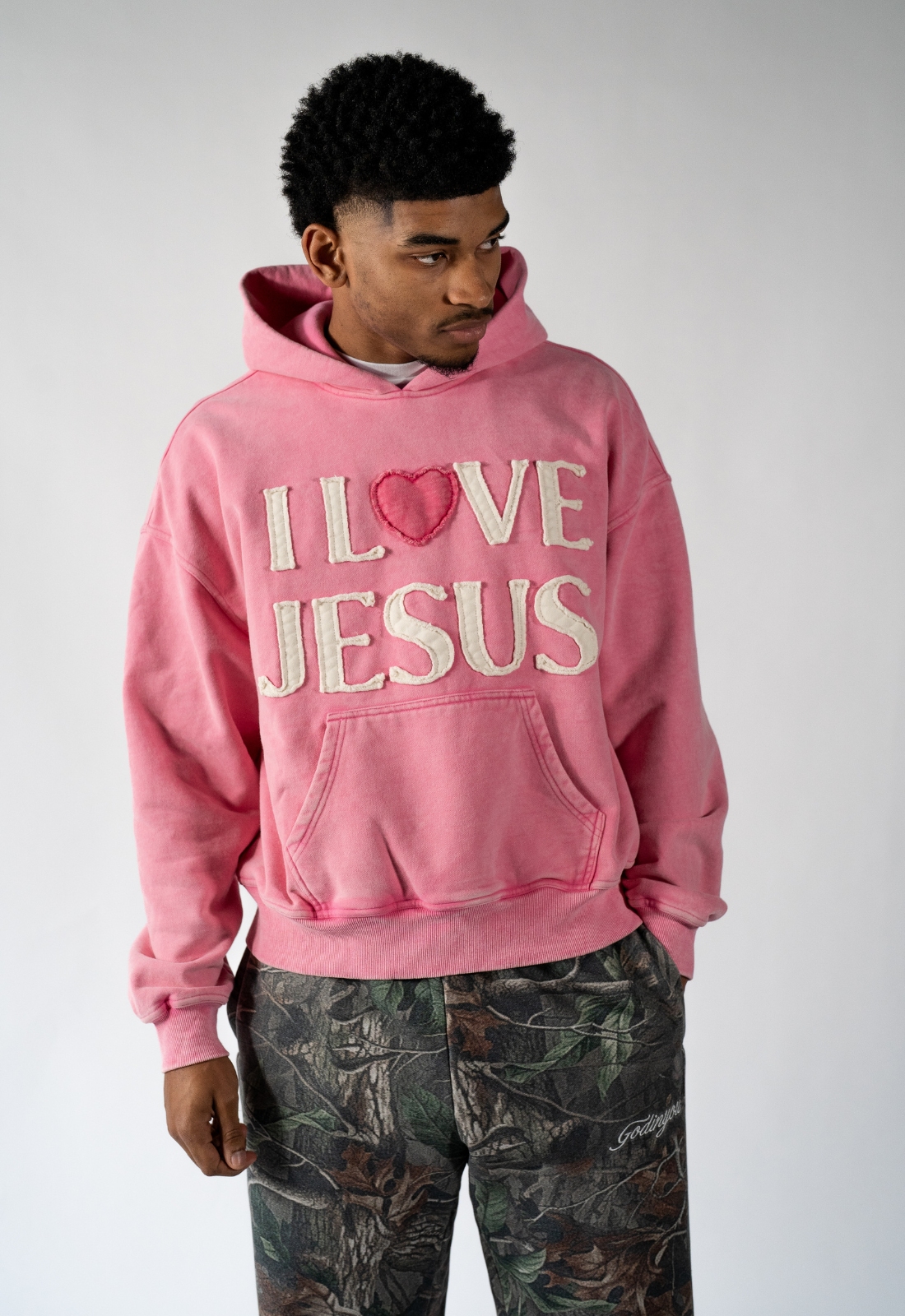 "I LOVE JESUS" HOODIE (PINK)