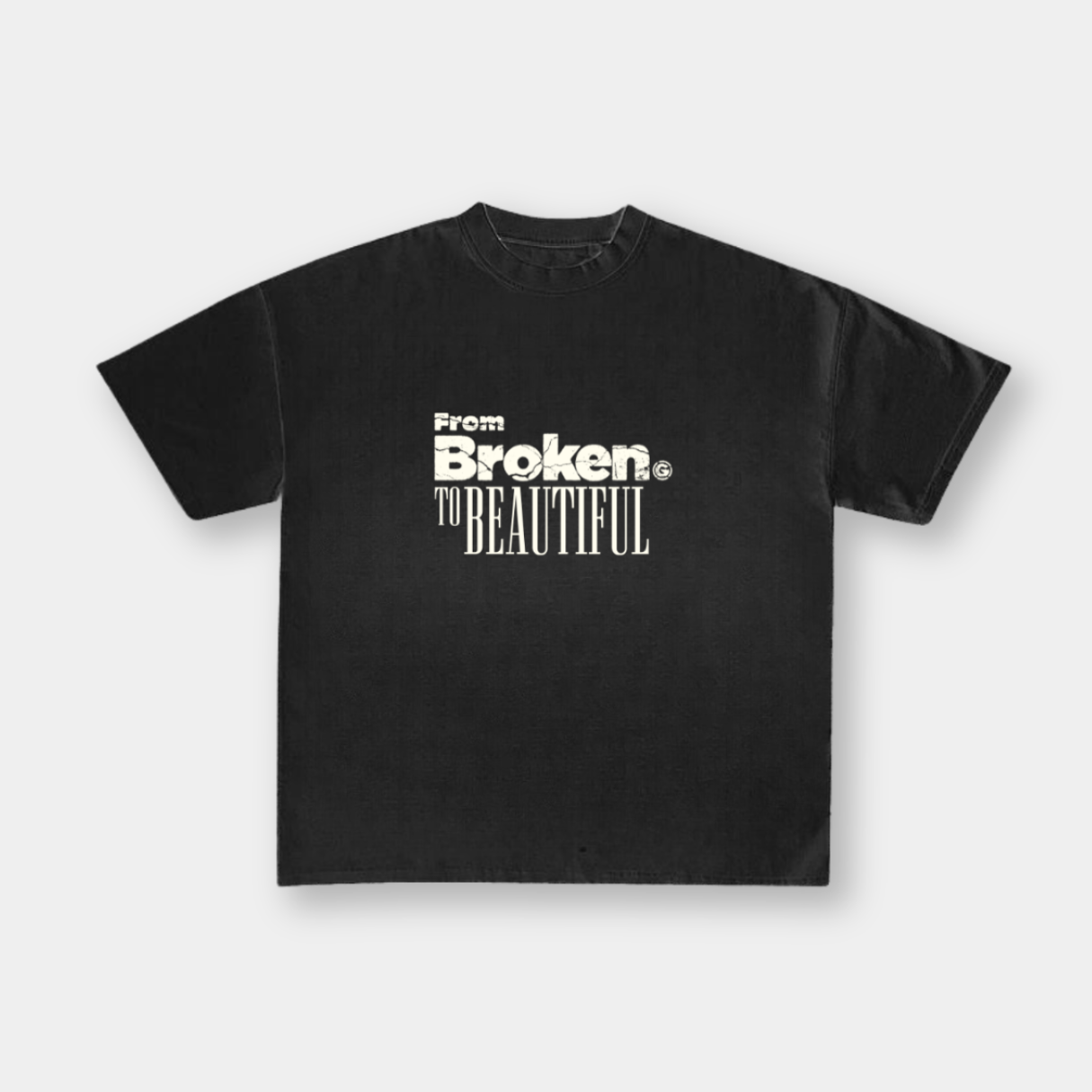 "BROKEN TO BEAUTIFUL 2.0" BOXY TEE (BLACK)