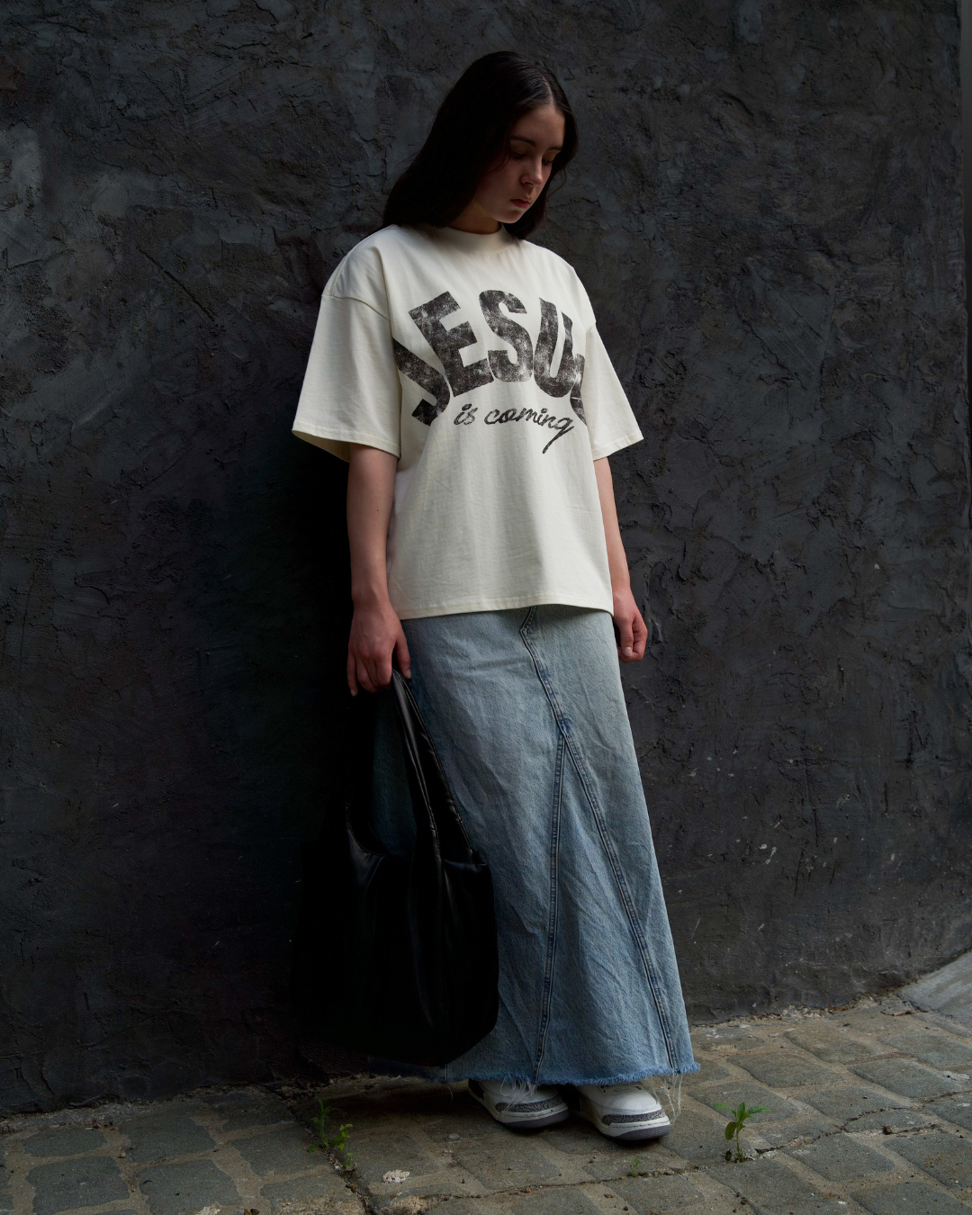 "JESUS IS COMING" BOXY TEE (CREAM)