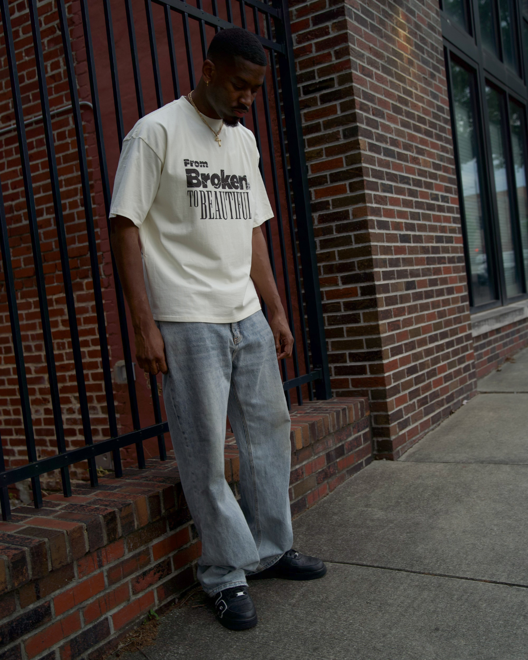 "BROKEN TO BEAUTIFUL 2.0" BOXY TEE (CREAM)