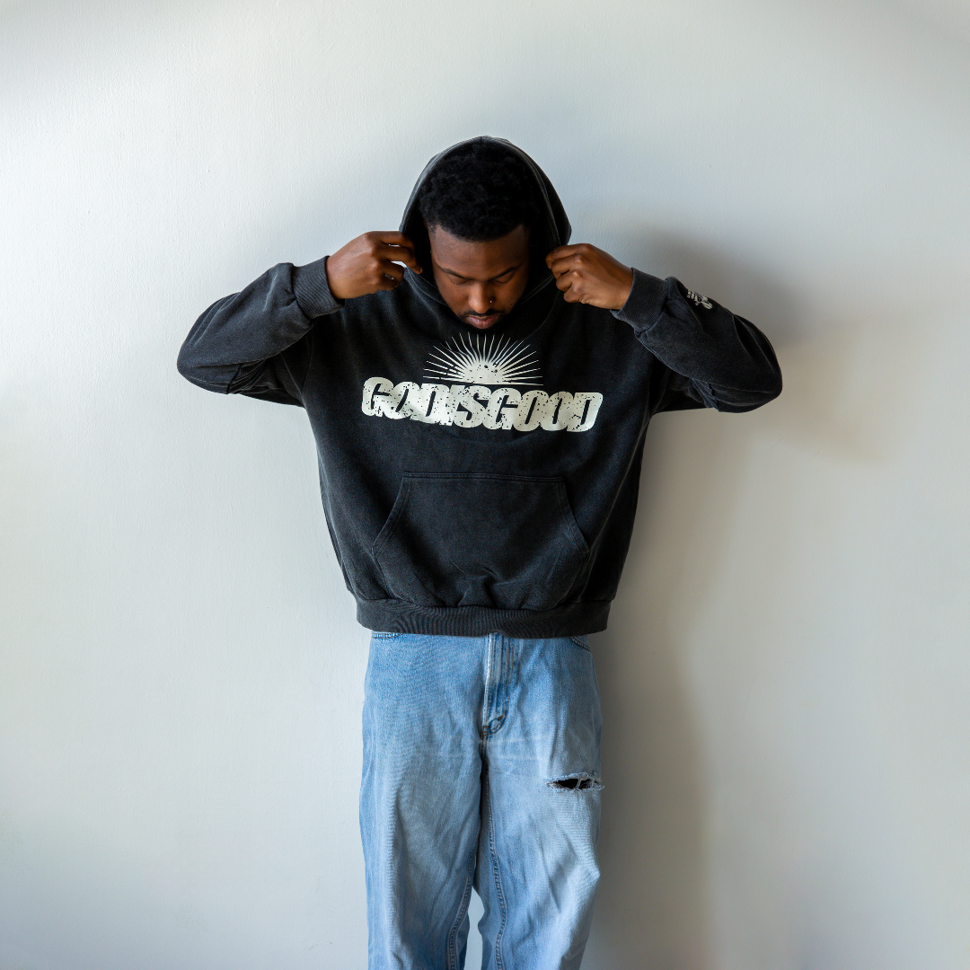 GOD IS GOOD HOODIE (FADED BLACK)