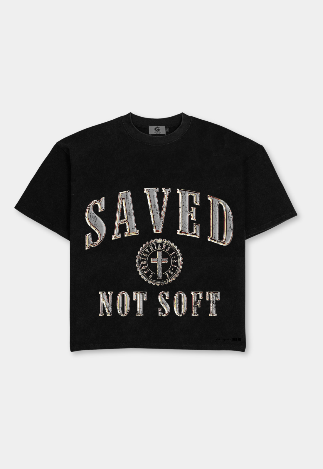 "SAVED NOT SOFT" CHROME BOXY TEE