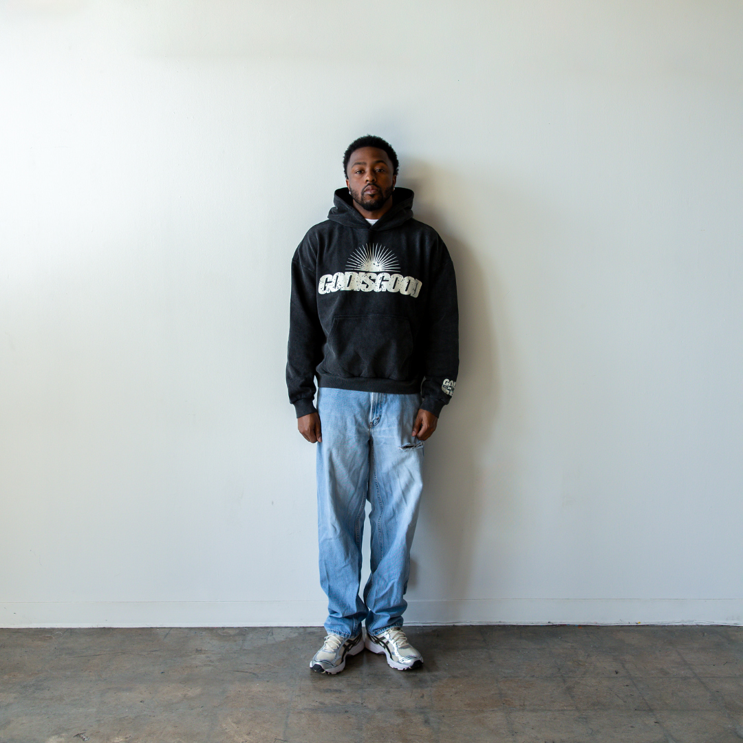 GOD IS GOOD HOODIE (FADED BLACK)