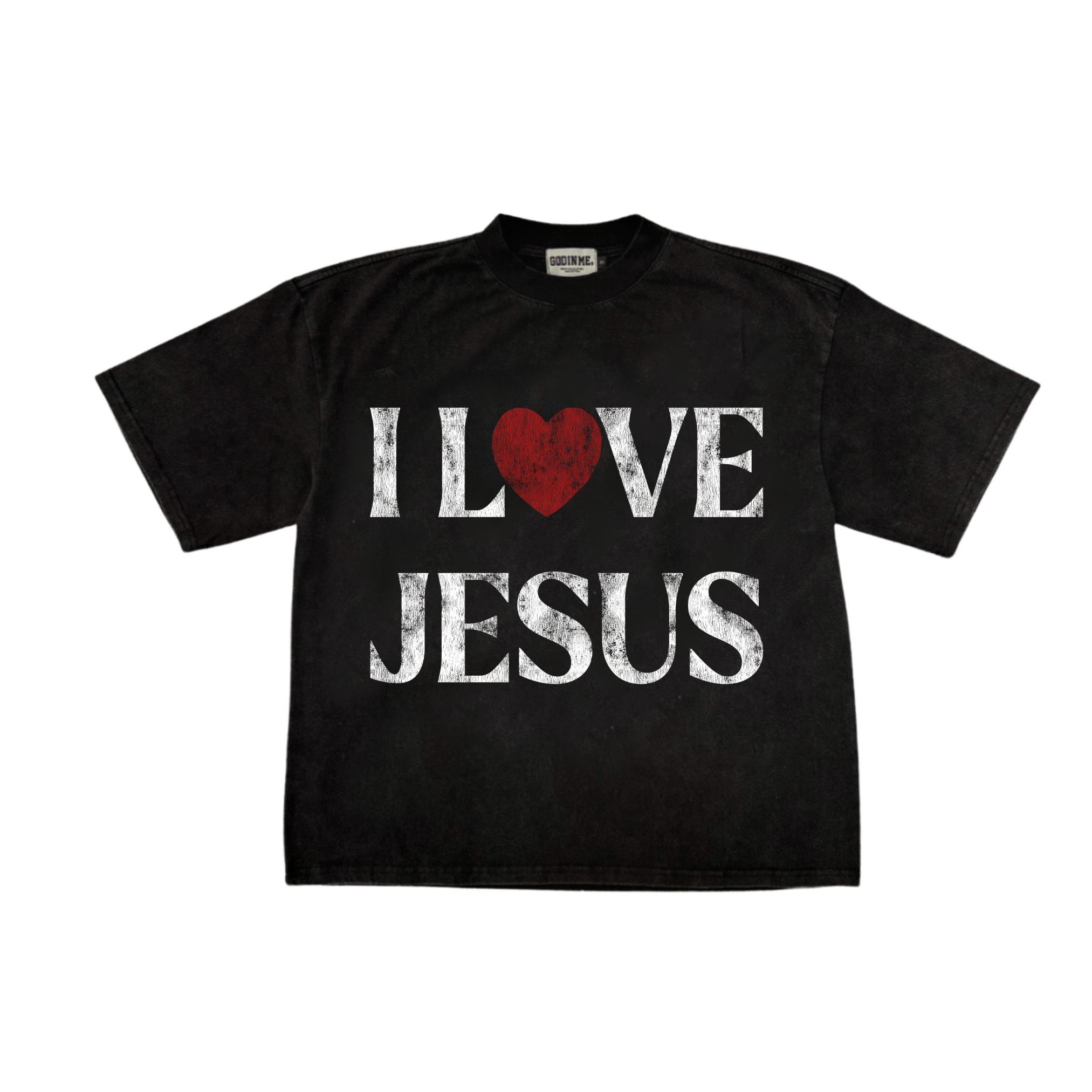 "I LOVE JESUS" BOXY TEE (BLACK)