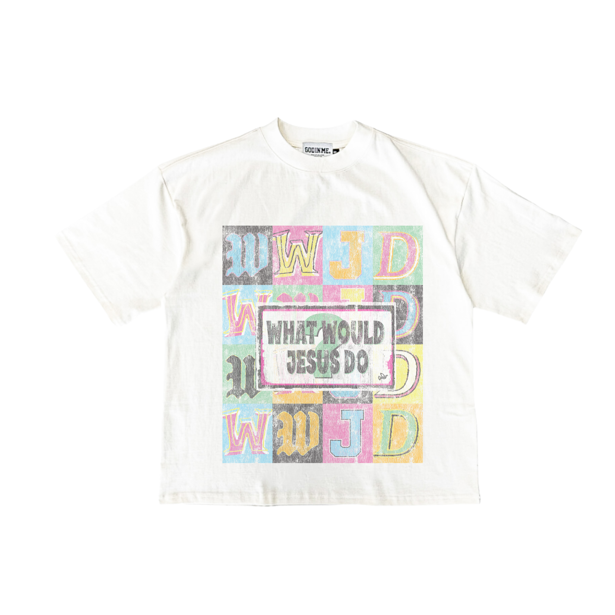 "WWJD" BOXY TEE (WHITE)
