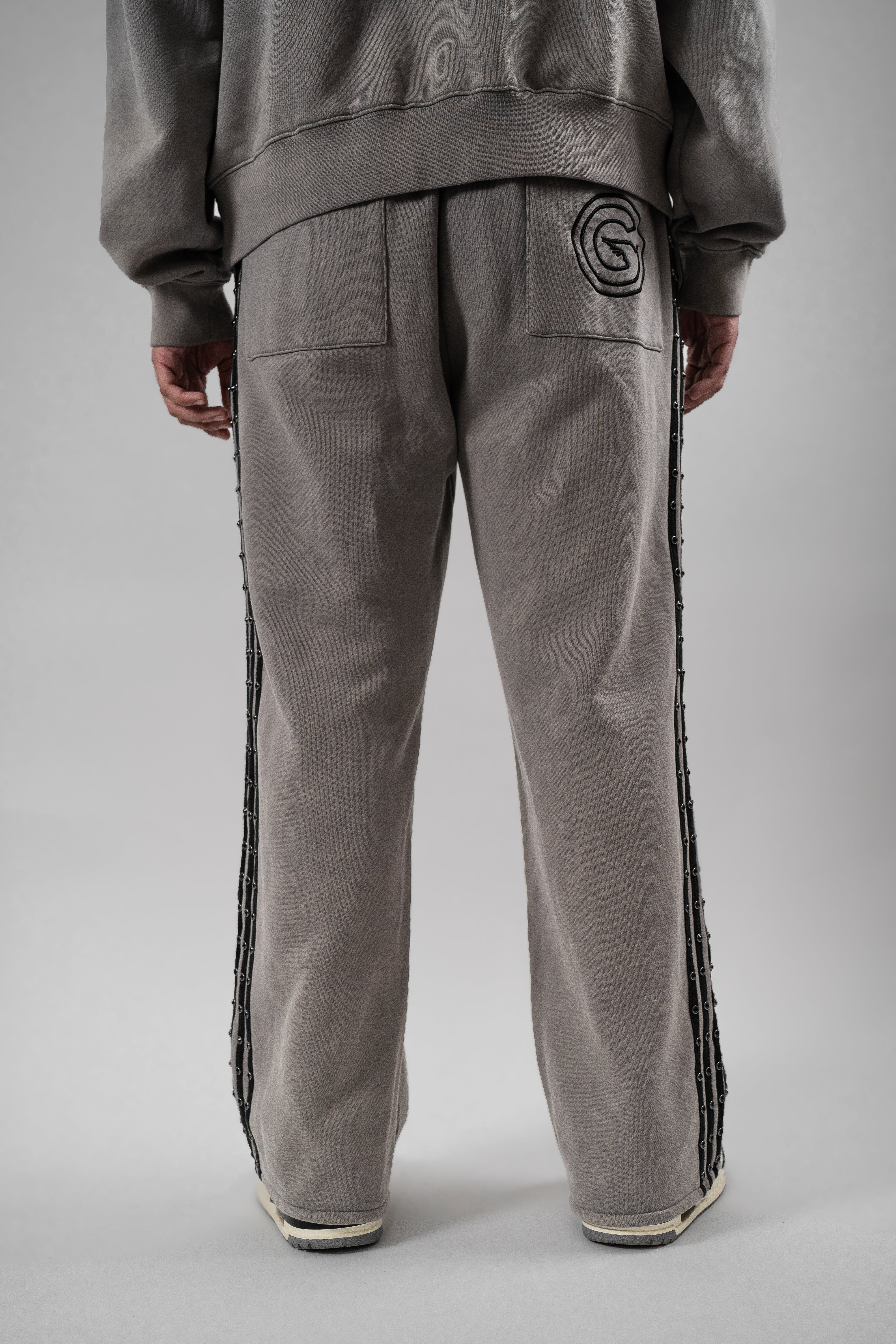 "LOGO" STRIPE RHINESTONE SWEATPANTS