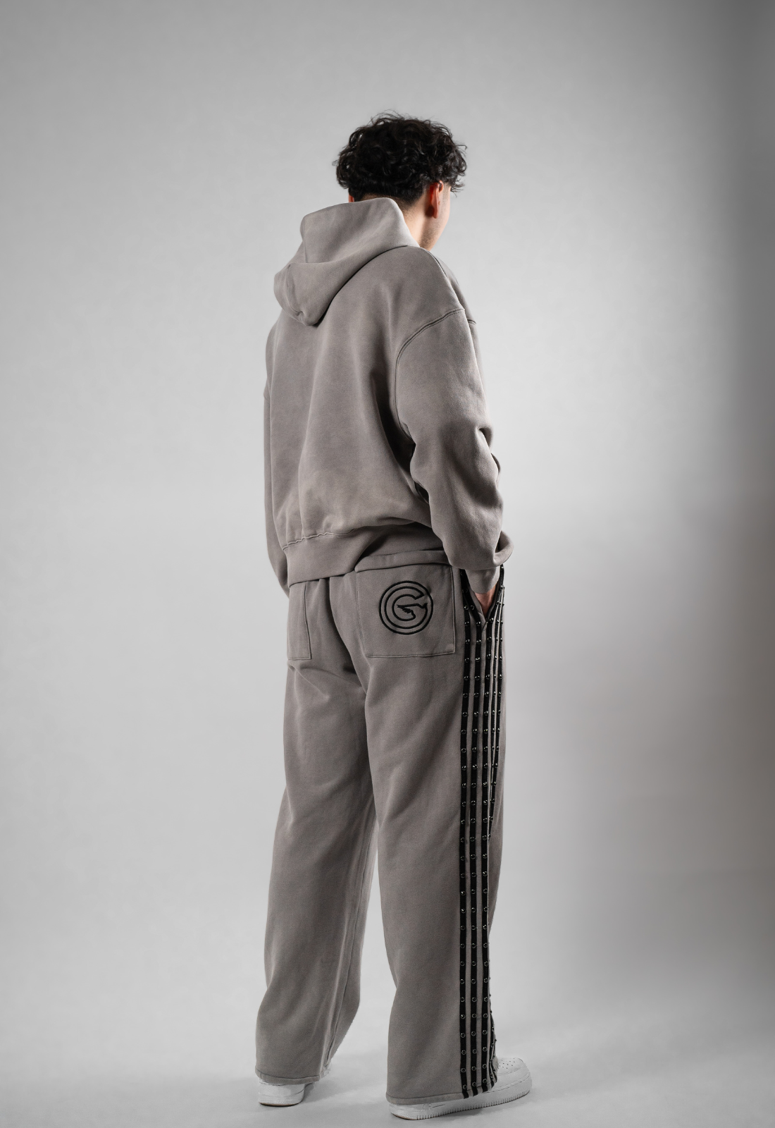"LOGO" STRIPE RHINESTONE SWEATPANTS