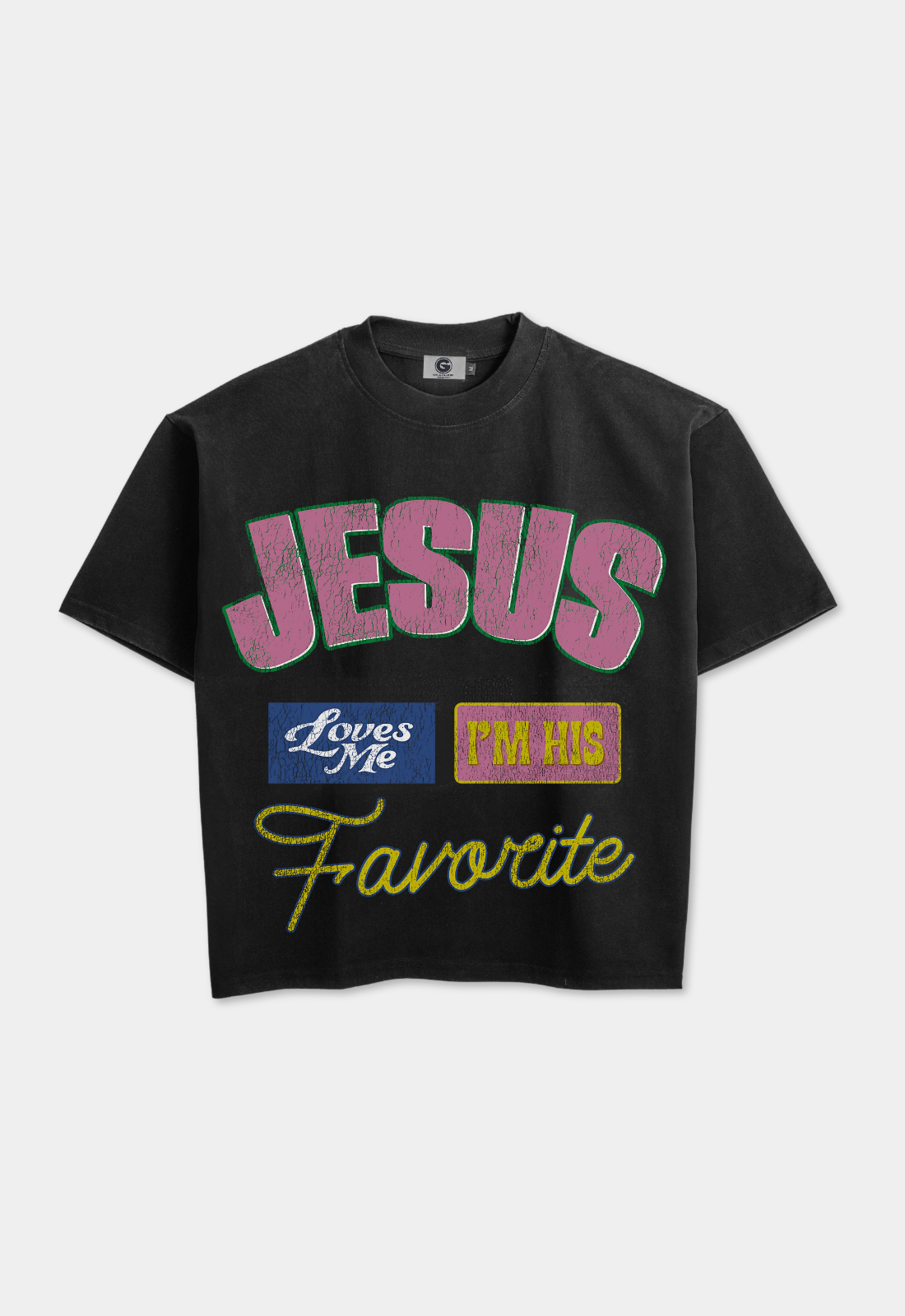 "I'M HIS FAVORITE" BOXY TEE (BLACK)