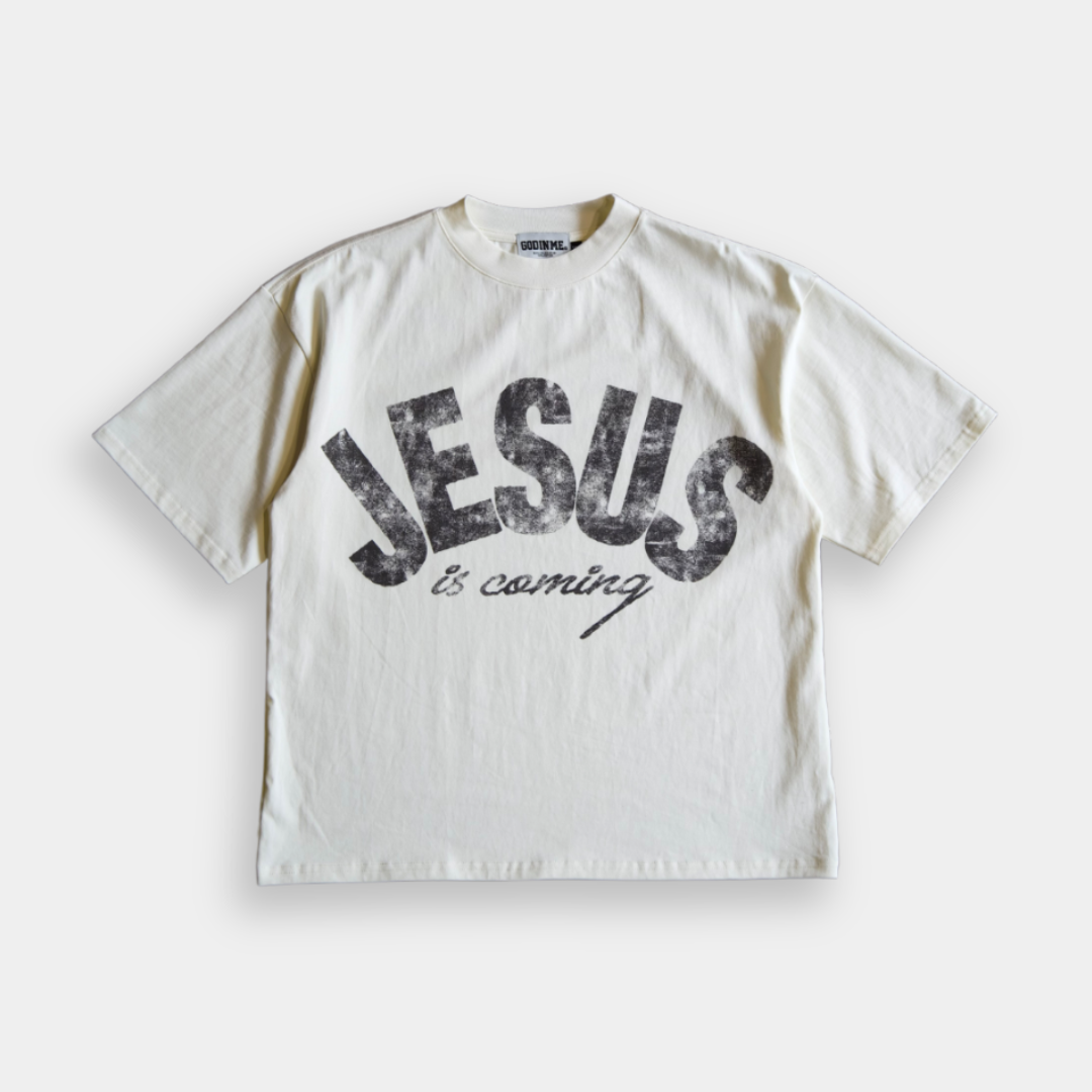 "JESUS IS COMING" BOXY TEE (CREAM)