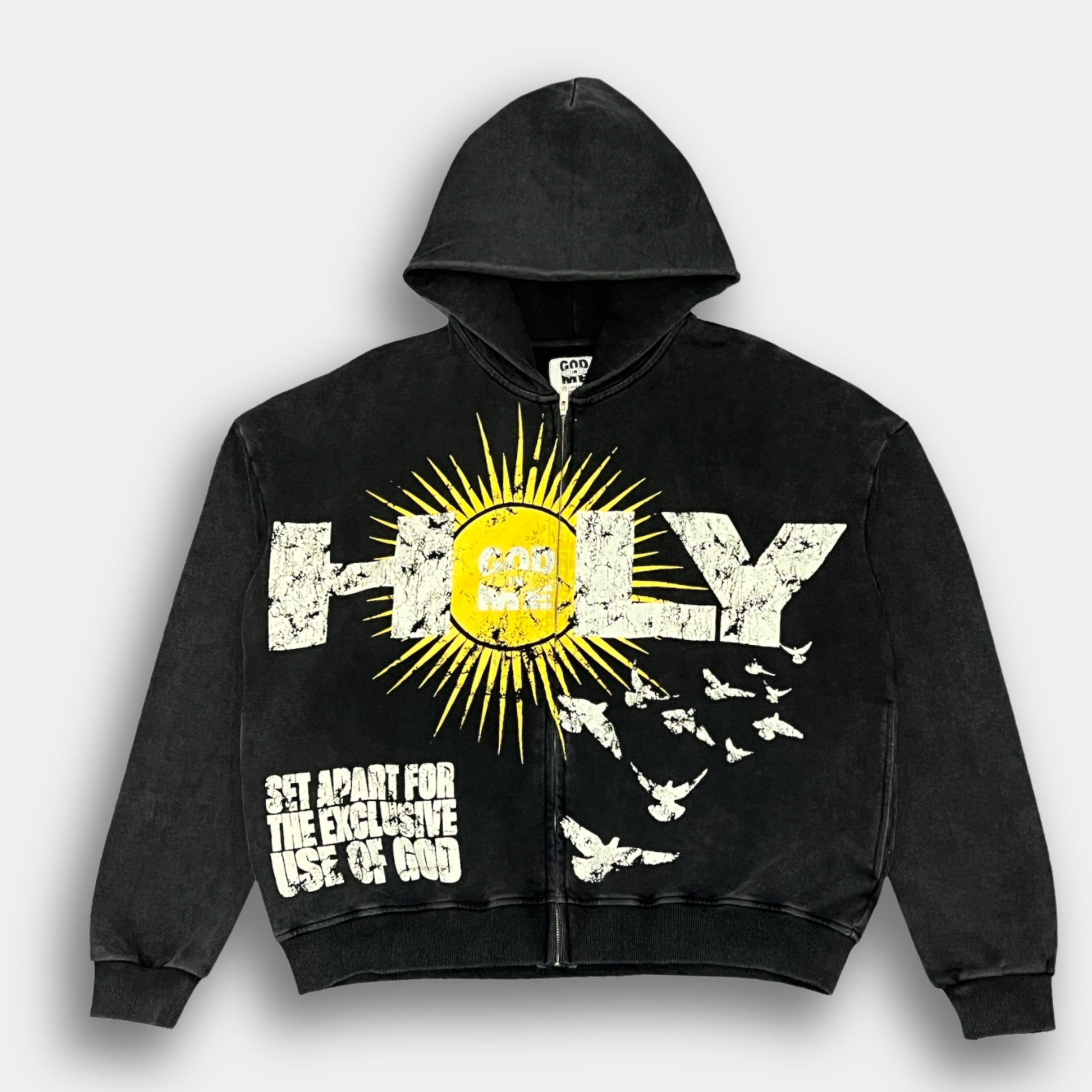 "HOLY" BOXY HOODIE (BLACK)