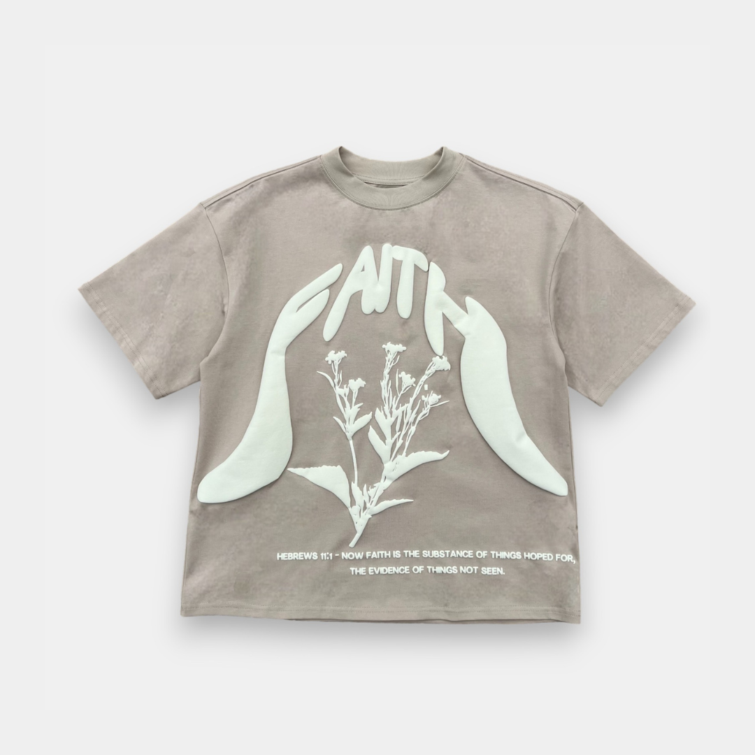 "BIG FAITH" PUFF PRINT BOXY TEE (LIGHT OATMEAL)
