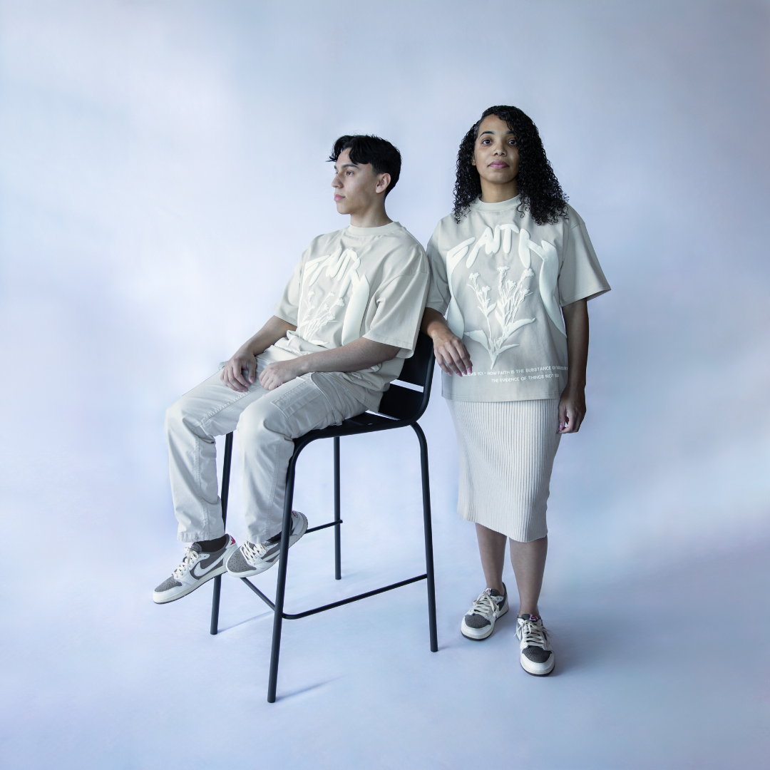 "BIG FAITH" PUFF PRINT BOXY TEE (LIGHT OATMEAL)