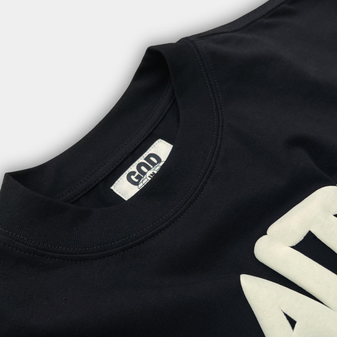 "BIG FAITH" PUFF PRINT BOXY TEE (BLACK)