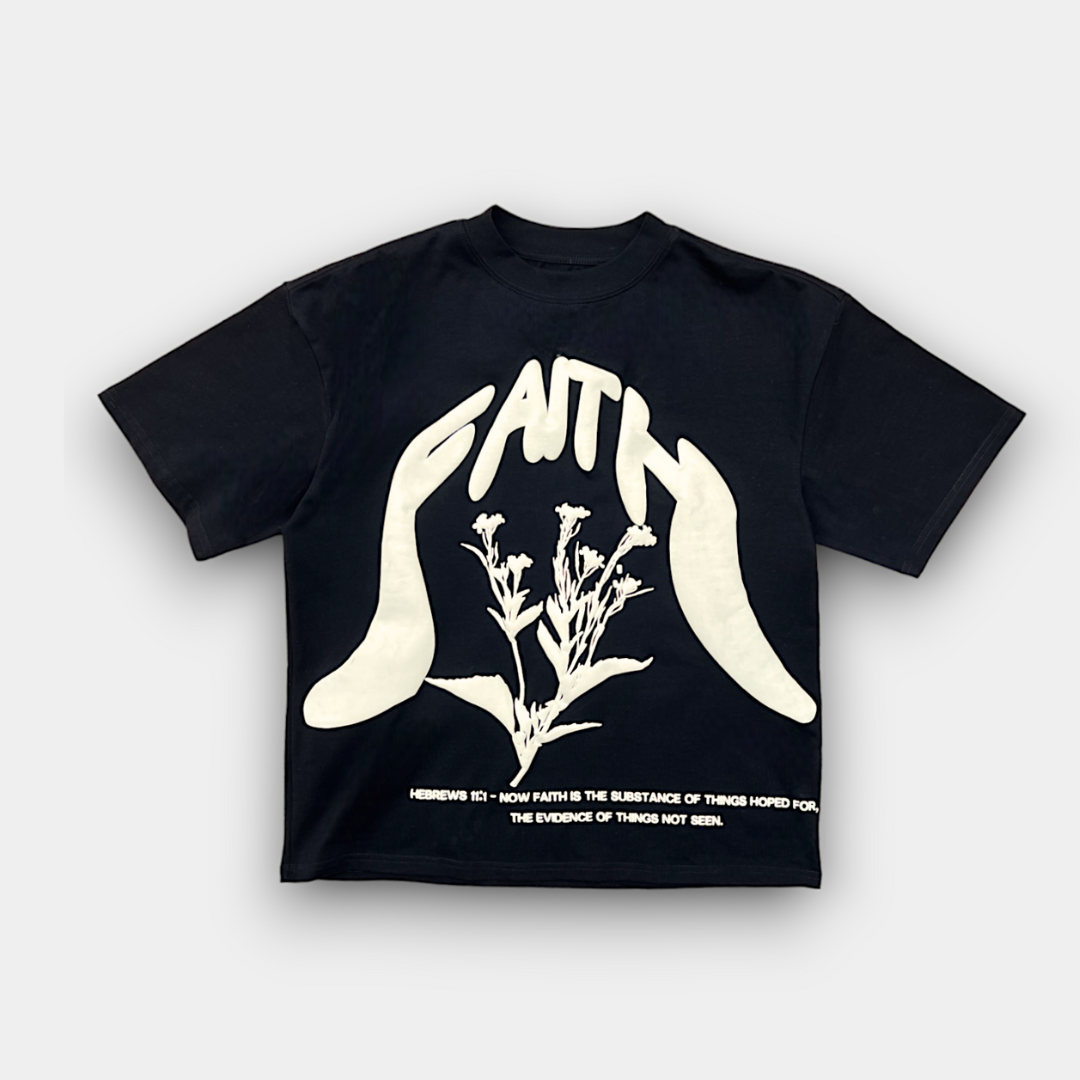 "BIG FAITH" PUFF PRINT BOXY TEE (BLACK)