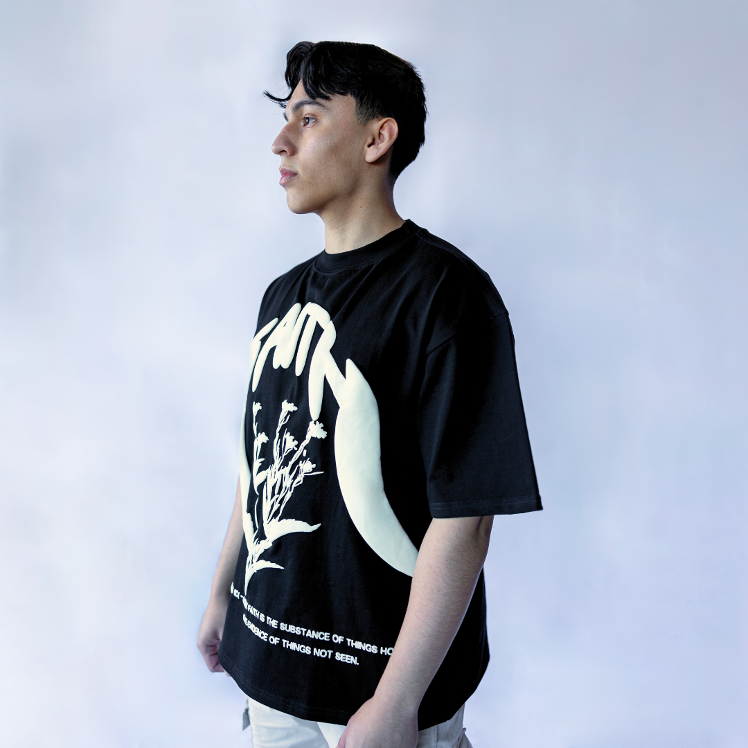 "BIG FAITH" PUFF PRINT BOXY TEE (BLACK)