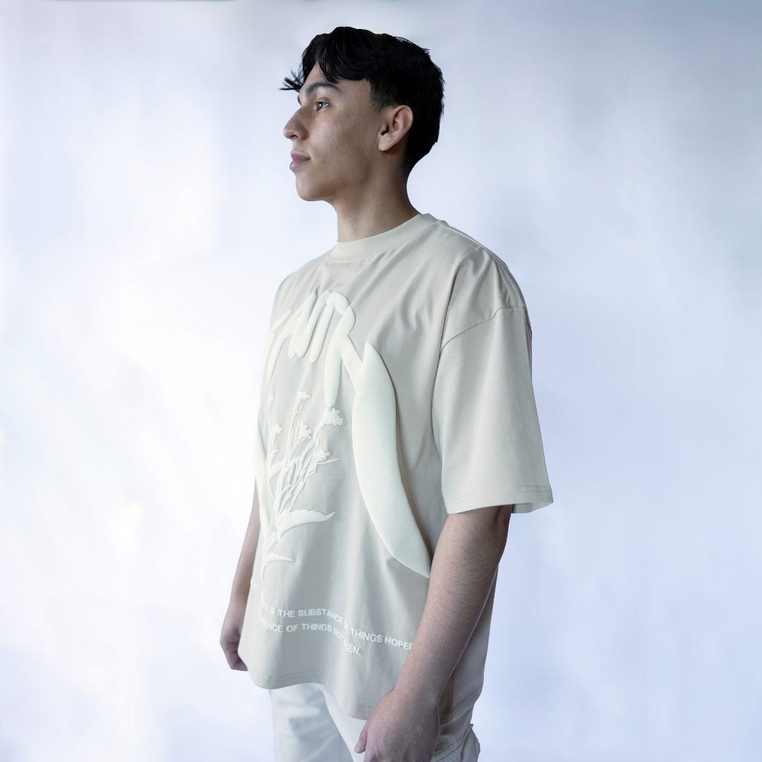"BIG FAITH" PUFF PRINT BOXY TEE (LIGHT OATMEAL)