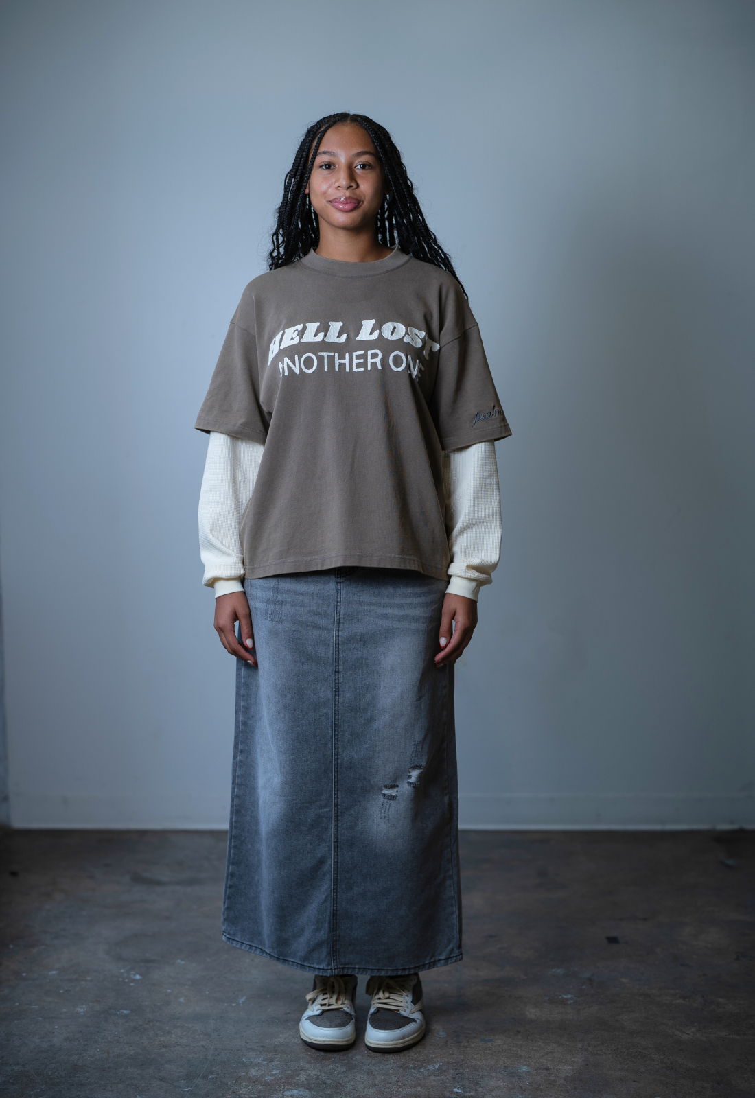 "HELL LOST" DOUBLE LAYERED BOXY TEE