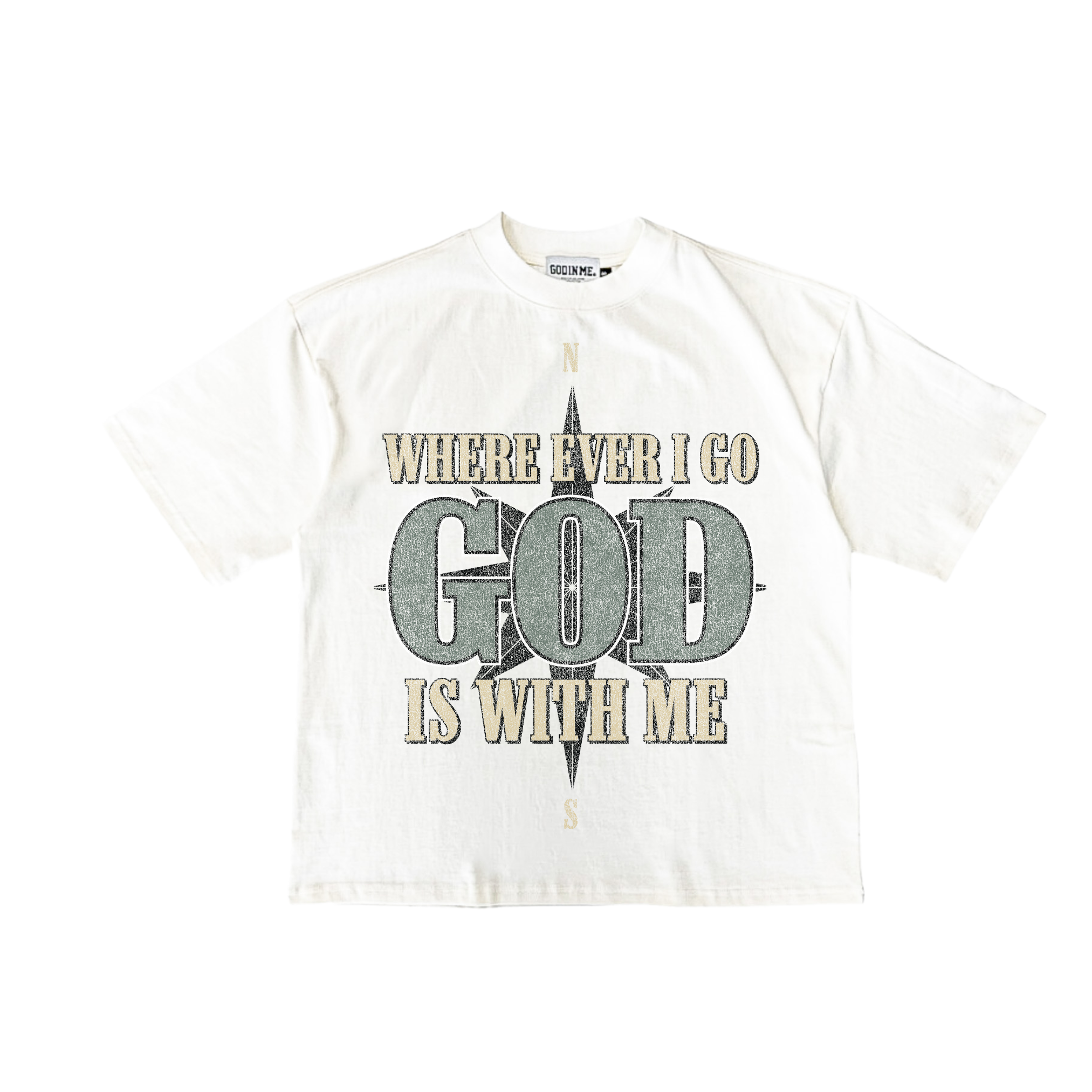 "GOD IS WITH ME" BOXY TEE (WHITE)
