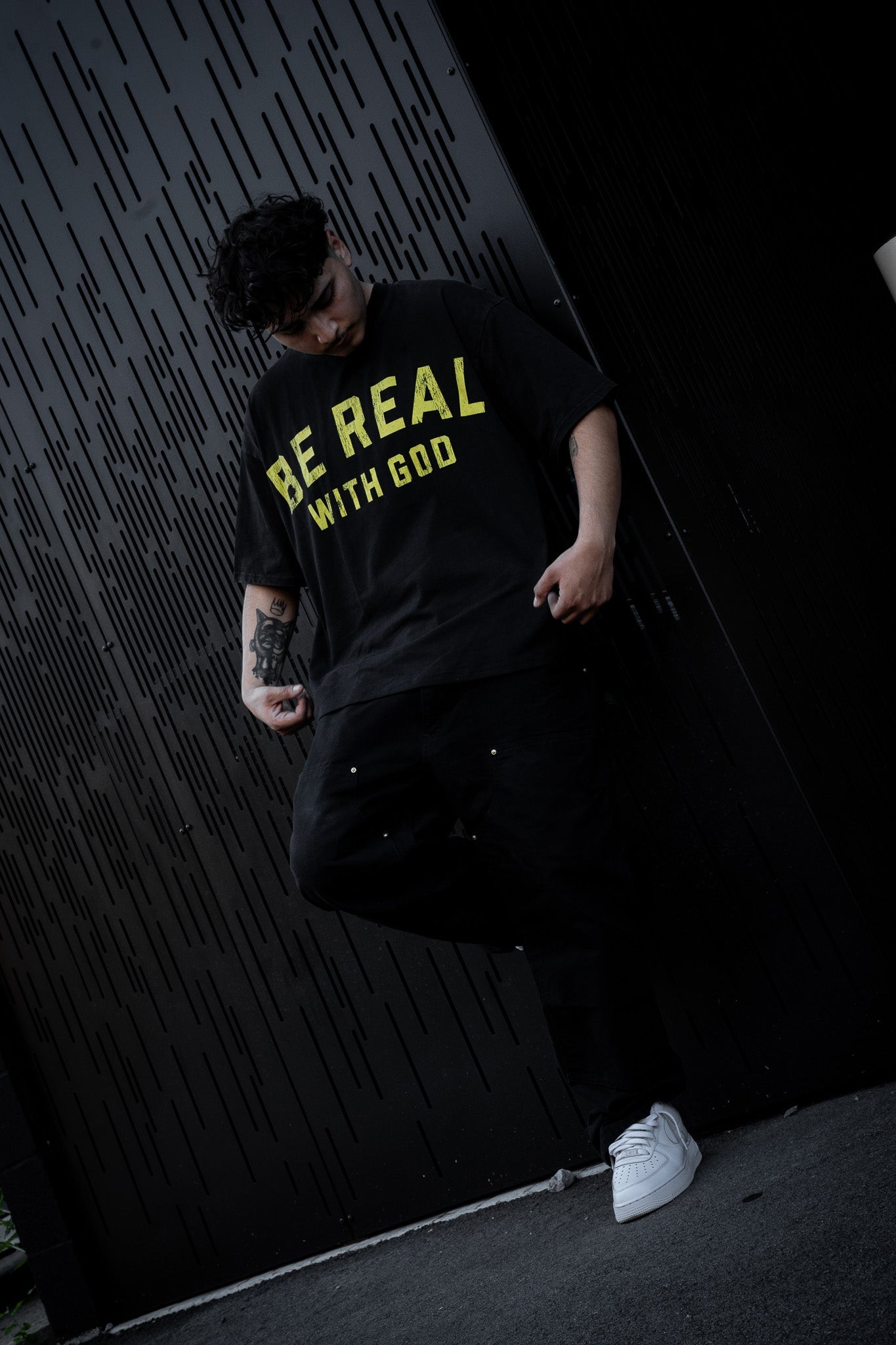 "BE REAL W/ GOD" BOXY TEE (BLACK)
