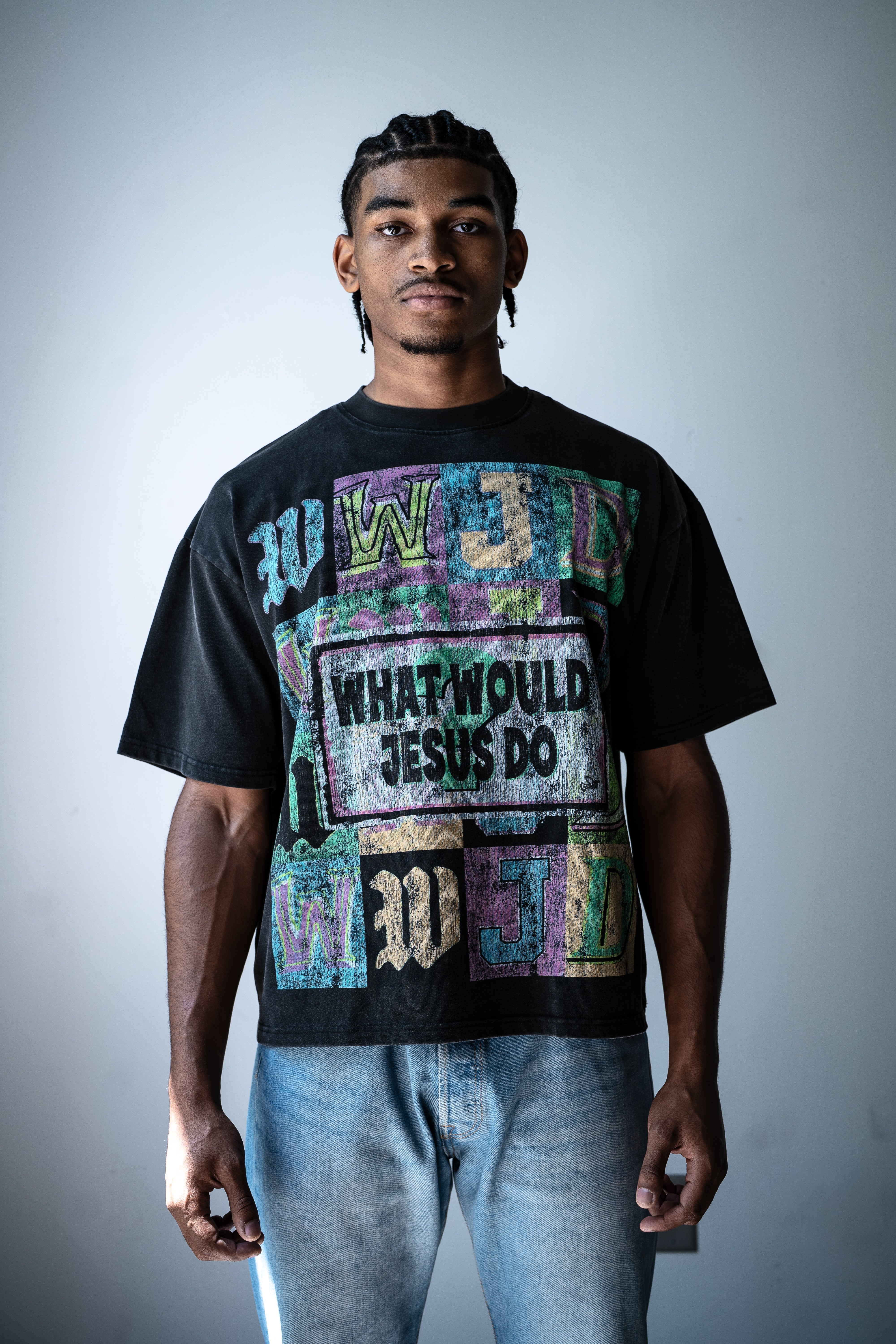 "WWJD" BOXY TEE (BLACK)