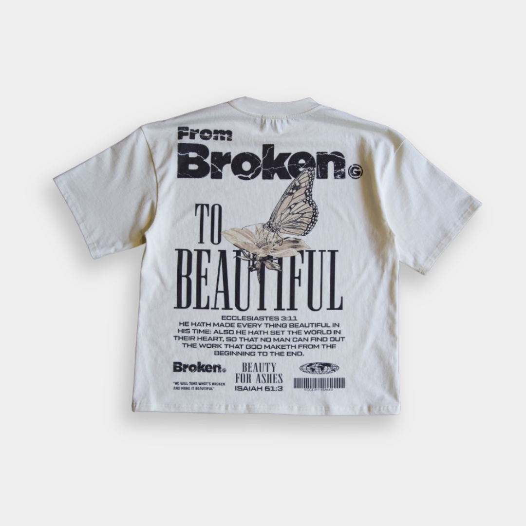 "BROKEN TO BEAUTIFUL 2.0" BOXY TEE (CREAM)