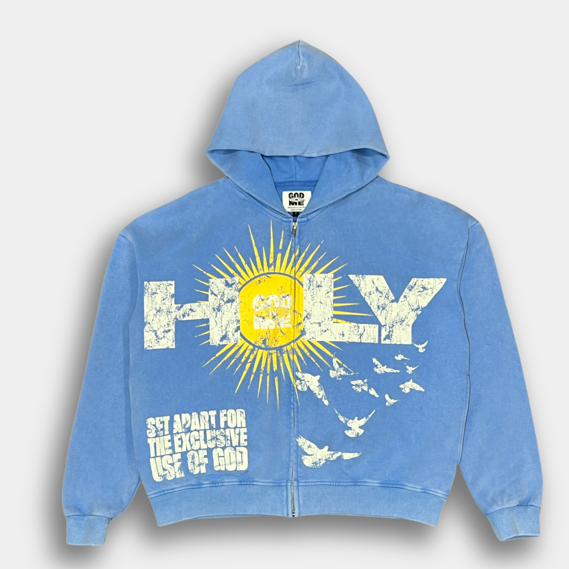 "HOLY" BOXY HOODIE (BLUE)
